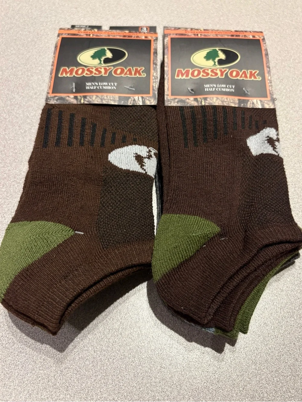 Mossy Oak Men's Low Cut Half Cushion Socks 2 Sets of 3 Socks — 6 PAIRS TOTAL
